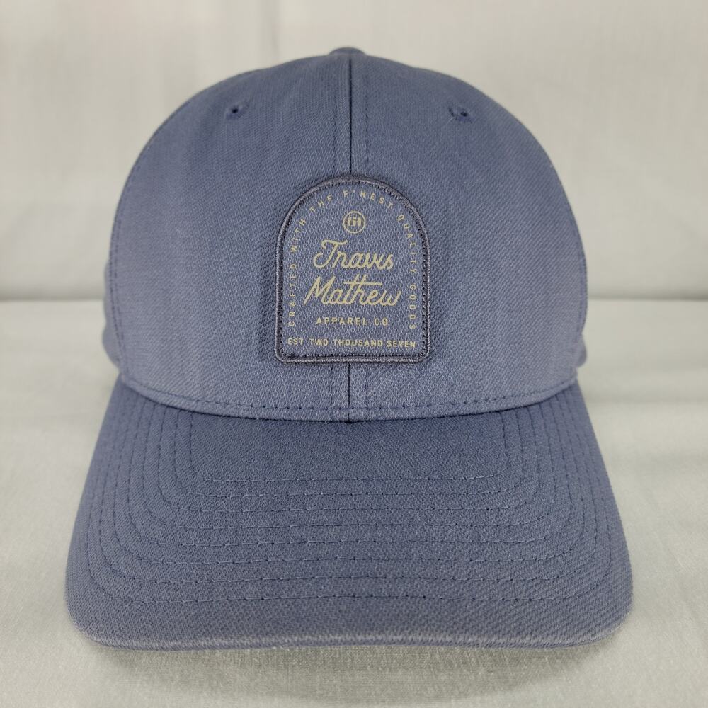 Travis Mathew Flexfit Golf Hat L XL Stretch Fitted Blue Logo Cap Comfort Outdoor